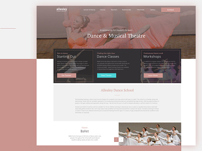 Dance School Academy Website academy ballet contemporary dance pink school theatre ui web design website