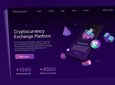 UI landing page Cryptocurrency app app design crypto cryptocurrency design figma graphic design home page landing page ui design uiux ux design web design