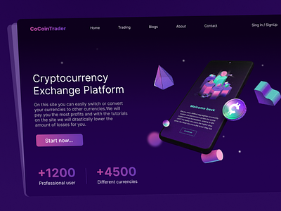 UI landing page Cryptocurrency
