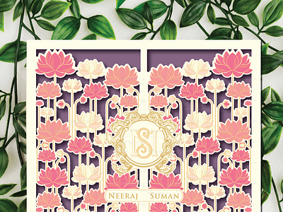 Vector Illustration on traditional Lotus wedding Invitation branding design graphic design illustration vector