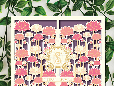 Vector Illustration on traditional Lotus wedding Invitation