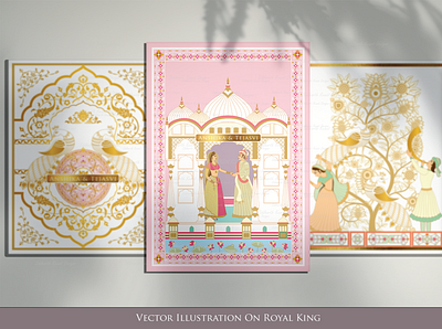 Vector Illustration on Indian traditional wedding Invitation branding design graphic design illustration vector
