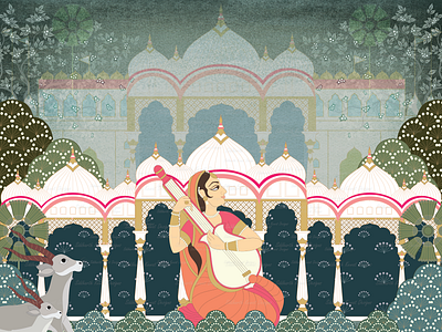 Traditional Vector Illustration on Meera Vatika branding design graphic design illustration vector