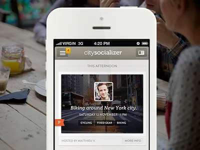 citysocializer : Meet New People Offline activity agenda calendar citysocialising citysocializer events iphone list navbar pics profile tags