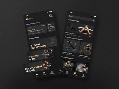 Custom Training Experience app redesign dark mode fitness mobile mobile app mobile ui redesign ui uiux