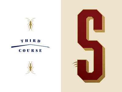 Type treatment for Cadillac Magazine feature blue condensed cricket gold insect insects red