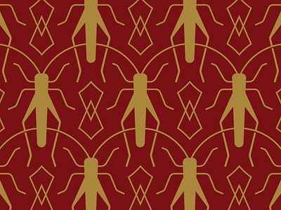 Pattern exploration for Cadillac Magazine feature cricket gold insect insects pattern red