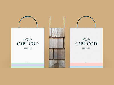 Cape Cod Jewelry shopping bag all caps bags cape cod industrial jewelry lestage modern monogram nautical packaging retail stencil wood