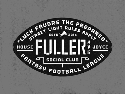 Fuller Ave Social Club badge black white distressed football rough texture vintage