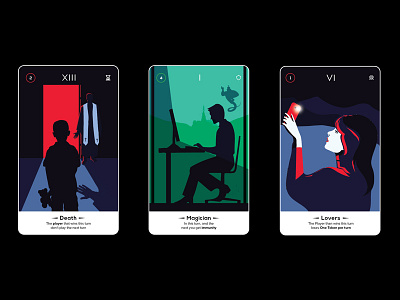 Tarot Card Game - Death | Magician | Lovers card game death illustration lovers magician minimal selfie tarot