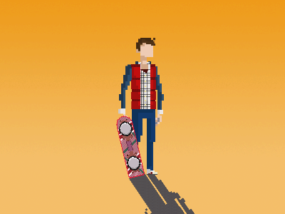 Marty Mcfly + Hoverboard 8 bit 8bit back to the future hoverboard indie indie games marty mcfly photoshop pixel pixel art psd videogame