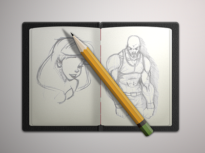 Leather Notebook drawing icon leather notebook pencil