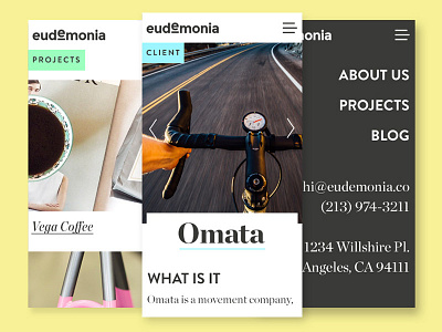 Eudemonia - Website agency branding button design interactive layout mobile phone tablet ui ux web