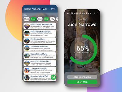 National Park Explorer App app design national park travelling ux