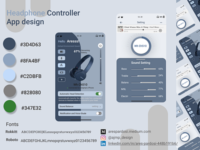 Headphone Controller App design ajmpdesign design headphone headphonecontrollerdesign headphonedesignapp inspiration iuux ui ux