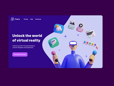 VR Landing Page 3d design illustration ui ux