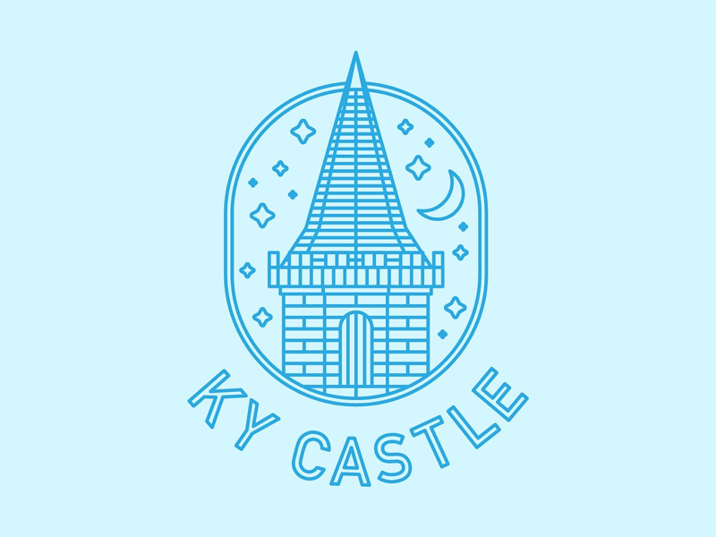 Kentucky Castle Badge logo minimal line icon lexington logohunt badge castle kentucky
