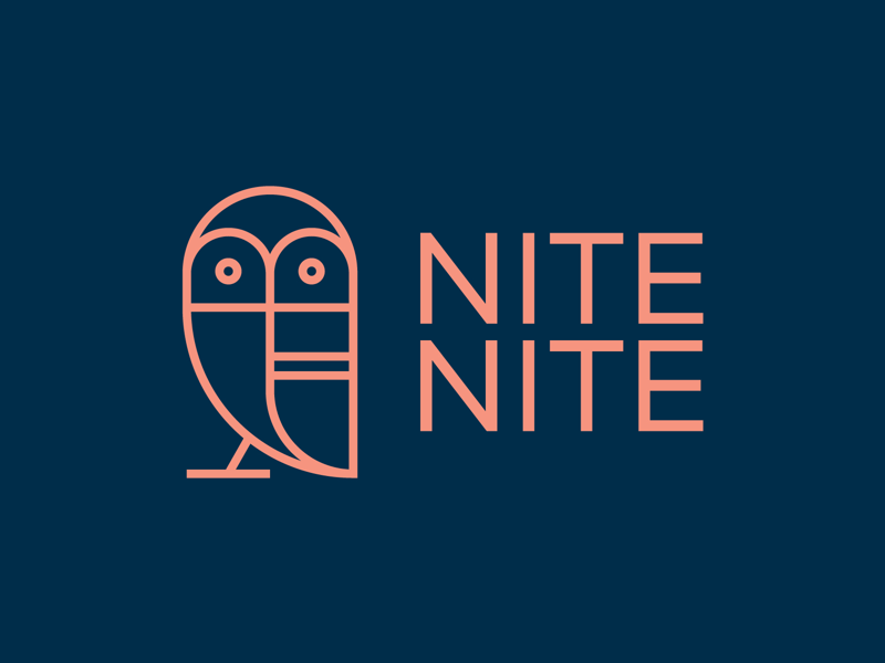 Nite Nite Logo grid geometric icon line minimal animal logo nite nite owl