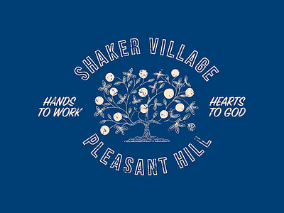 Shaker Village Badge badge distressed illustration kentucky logo shaker texture tree tree of life