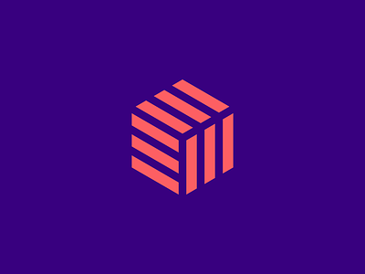Cube mark app cube geometric icon line logo mark monoline software technology