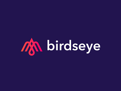 Birdseye Logo analytics animal app bird branding design geometric gradient icon line line art line icon logo logo design minimal monoline social app thick lines ui vector