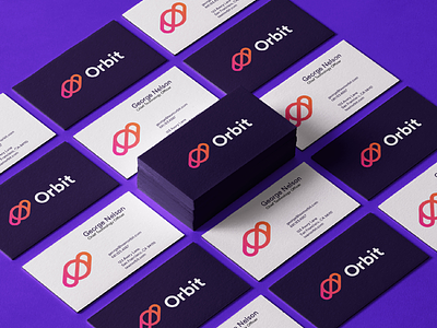 Orbit Brand Identity brand branding business card gradient icon identity line logo mockup orbit portfolio software