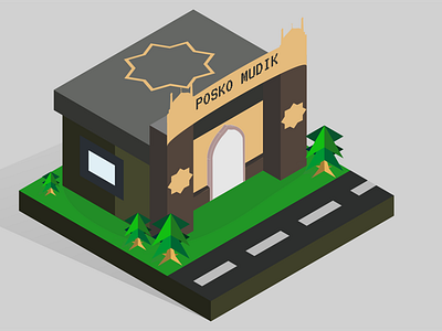 Homecoming Post Isometric - Posko Mudik 3d animation branding graphic design homecomi homecoming illustration indonesia isometric motion graphics mudik post vector