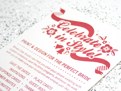 Printed Wedding Flyers banner bells bride celebrate flowers flyer glitter pink print printed studio wedding