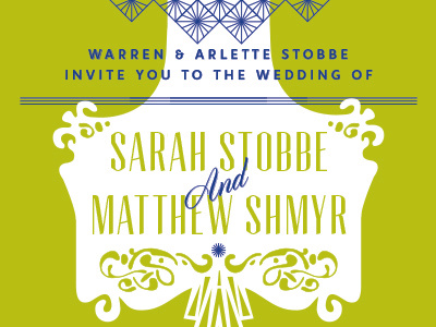 Wedding Invite - Round 1 art nouveau clean deco design invitational invite screen print script stationery vintage wedding