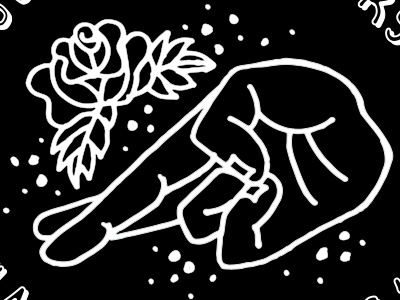 S&S | get ready black and white drawing hand illustration line rose simple