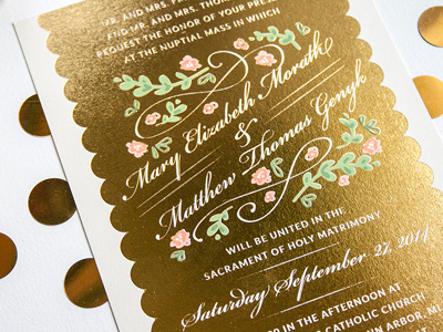 Gold Gold Invites flowers foil gold invites print stationery wedding