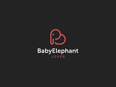 Baby Elephant Lover animal branding elephant graphic design icon illustration logo love minimal monoline unique
