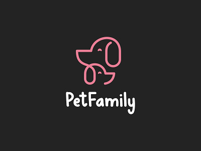 Pet Family (monoline) animal branding dog family graphic design icon illustration logo minimal monoline pet unique