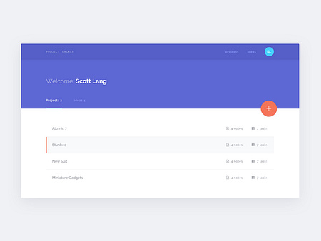 Minimal project tracker app - dashboard by Goutham Rajan on Dribbble