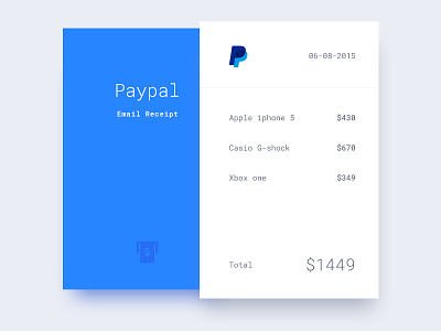 Email receipt - concept dailyui day17 email minimal payment paypal receipt shadow