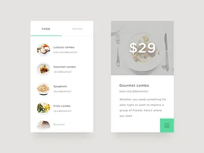 Food/Drink Menu 43 app concept dailyui day43 drink food fooddrink menu menu minimal