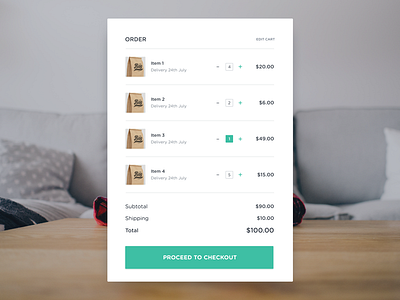 Shopping Cart - Daily ui cart checkout clean daily dailyui list minimal order ui