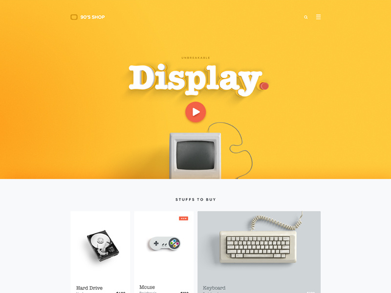 90's shop - landing page designer 90s ui website clean fun yellow web page landing landingpage freelance
