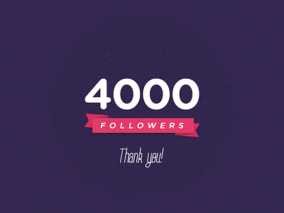 Thank you! 4000 dribbble ribbon thank you type