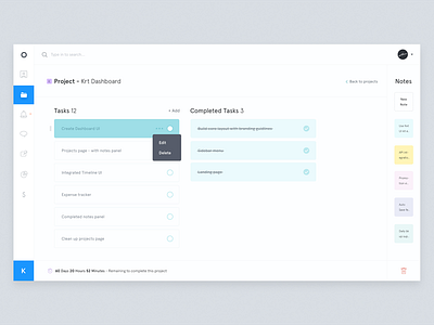 Project Detail screen dashboard designer interface list minimal modal project projects task ui ux white
