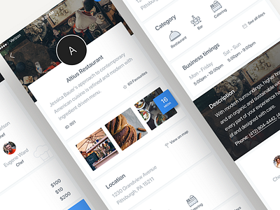 iOS Restaurant profile - Full app card dailyui designer ios iphone list minimal mockup restaurant ui ux
