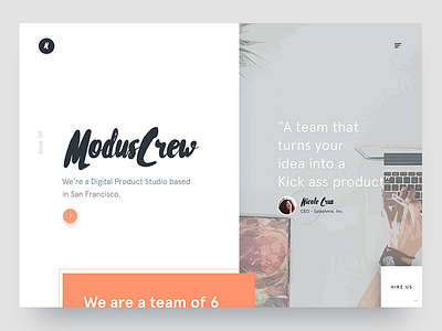 Studio website - Sneakpeek agency block clean designer dribbble landing minimal split studio ui ux website