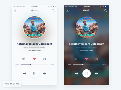 Wraith Ui Kit - Sneak peek album app clean designer ios kit minimal mobile music player ui ux