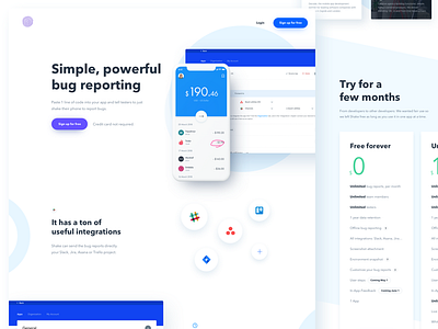 Landing page from a Real Project blue bug designer homepage iphone landing minimal site webpage website white