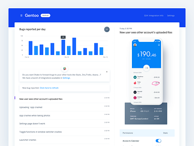 Dashboard - Real project blue bug dashboard designer interface iphone minimal shadow ui white