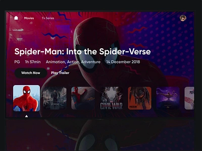 TV Interface motion animation interface invision invision studio invisionstudio motion movies mp4 spiderman spiderverse tv