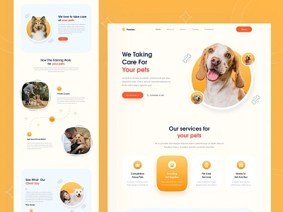 Pawlies- Pet Care Landing Page animal behance cat dailyui design dog figma illustration landing page logo minimal minimalist pet petcare petshop petshop app petstore trending ui web design