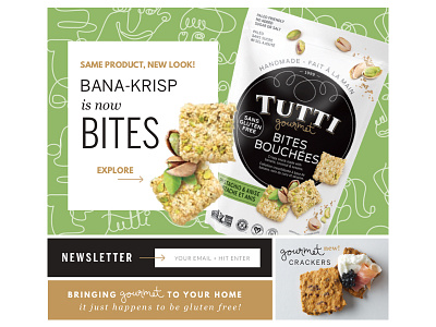 Tutti Gourmet Landing Page cookies crackers grid landing page organic product
