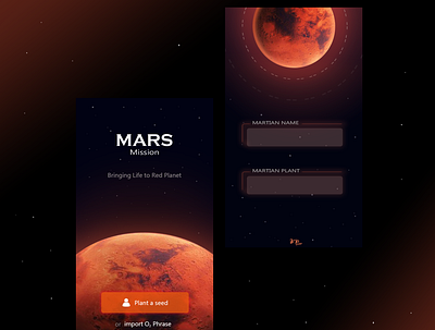 UI DESIGN LOGIN SCREEN IDEA FOR - FICTIONAL APP adobe photoshop adobe xd app application branding design digital marketing graphic design graphic designing graphics designing mars martian online marketing space design ui ui design user experience user interface ux