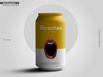 Bermellon Artisan Beer Can alcohol beer beverage branding can drink illustration mockup